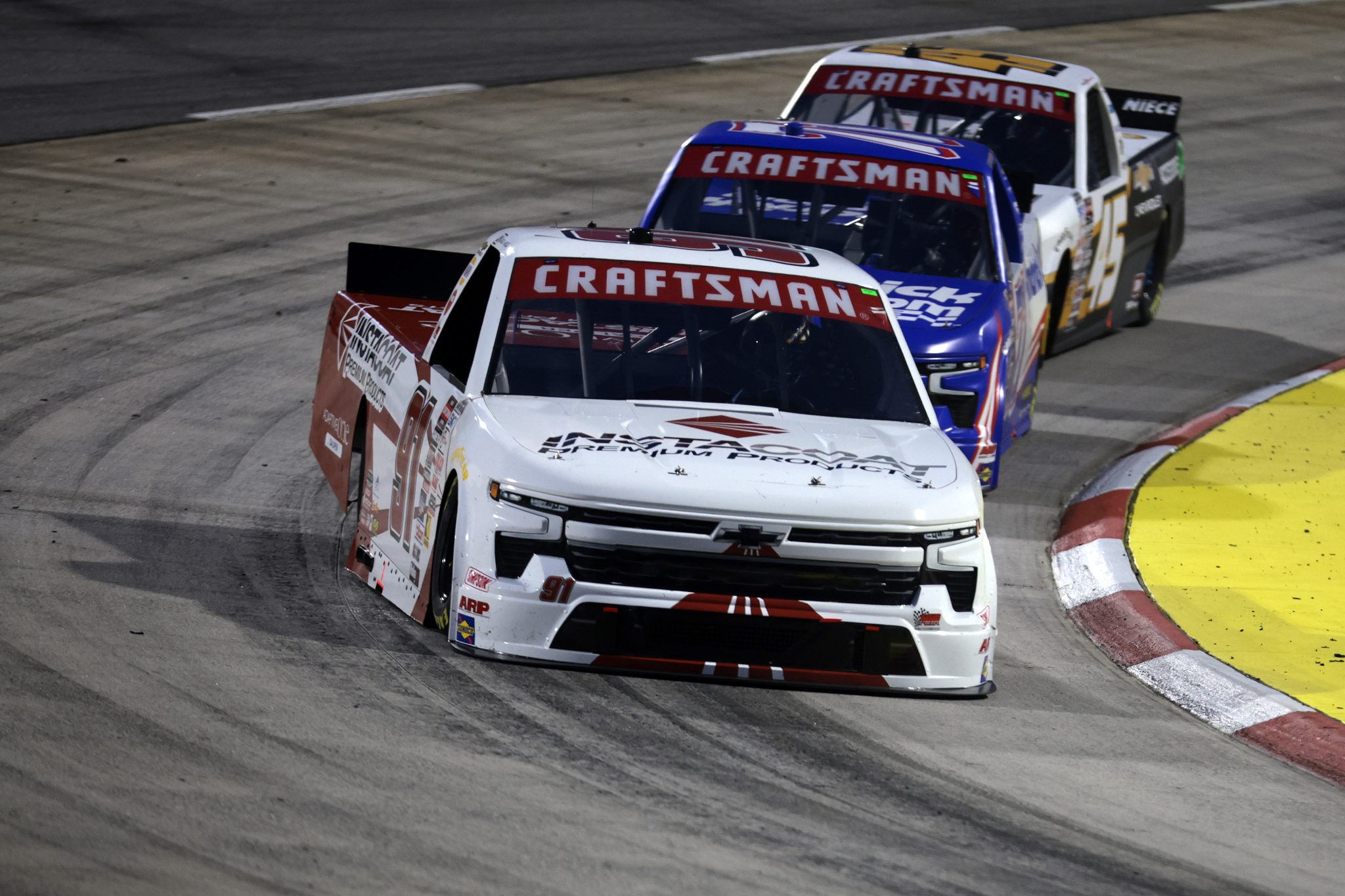MARTINSVILLE, VIRGINIA - APRIL 05: Jack Wood, driver of the #91 Instacoat Premium Products Chevrolet, drives during the NASCAR Craftsman Long John Silver's 200 at Martinsville Speedway on April 05, 2024 in Martinsville, Virginia. (Photo by James Gilbert/Getty Images) | Getty Images