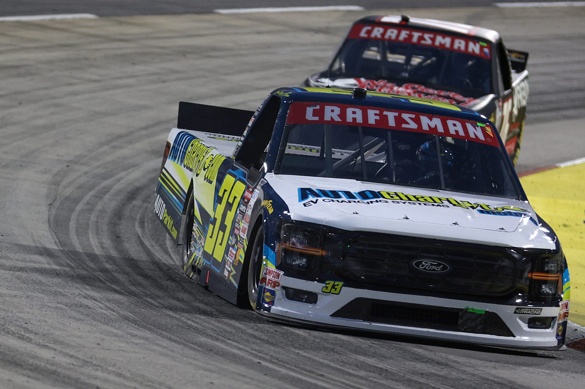 MARTINSVILLE, VIRGINIA - APRIL 05: Lawless Alan, driver of the #33 AUTOChargit Mobile Ford, drives during the NASCAR Craftsman Long John Silver's 200 at Martinsville Speedway on April 05, 2024 in Martinsville, Virginia. (Photo by James Gilbert/Getty Images) | Getty Images