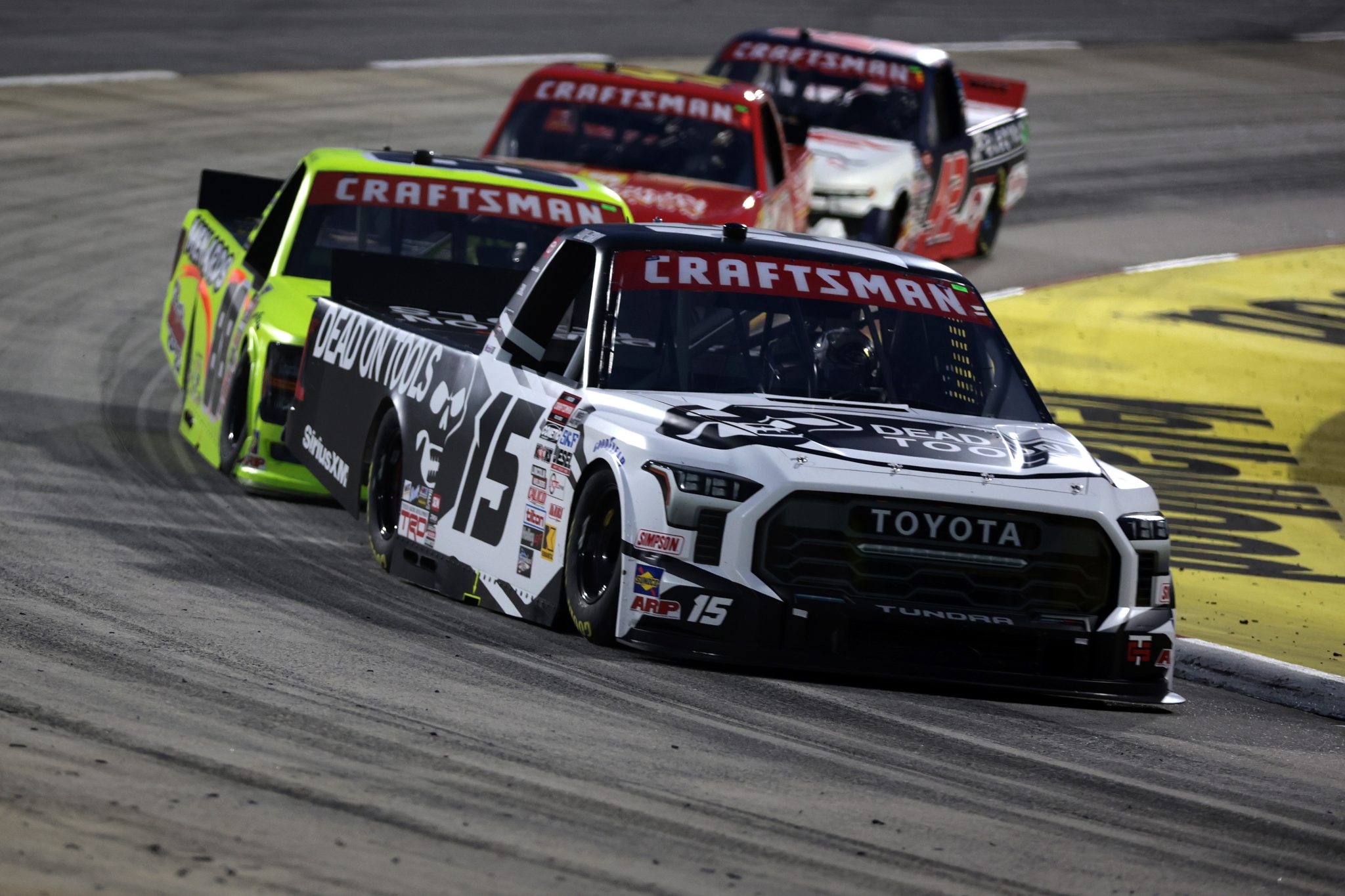 MARTINSVILLE, VIRGINIA - APRIL 05: Tanner Gray, driver of the #15 Dead On Tools Toyota, drives during the NASCAR Craftsman Long John Silver's 200 at Martinsville Speedway on April 05, 2024 in Martinsville, Virginia. (Photo by James Gilbert/Getty Images) | Getty Images