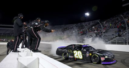 MARTINSVILLE, VIRGINIA - APRIL 06: The pit crew of the #20 He Gets Us Toyota, celebrate Aric Almirola after winning the NASCAR Xfinity Series DUDE Wipes 250 at Martinsville Speedway on April 06, 2024 in Martinsville, Virginia. (Photo by Jared C. Tilton/Getty Images) | Getty Images