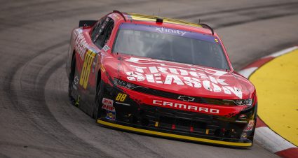 MARTINSVILLE, VIRGINIA - APRIL 05: Carson Kvapil, driver of the #88 Chevy Truck Season Chevrolet, drives during practice for the NASCAR Xfinity Series DUDE Wipes 250 at Martinsville Speedway on April 05, 2024 in Martinsville, Virginia. (Photo by Jared C. Tilton/Getty Images) | Getty Images