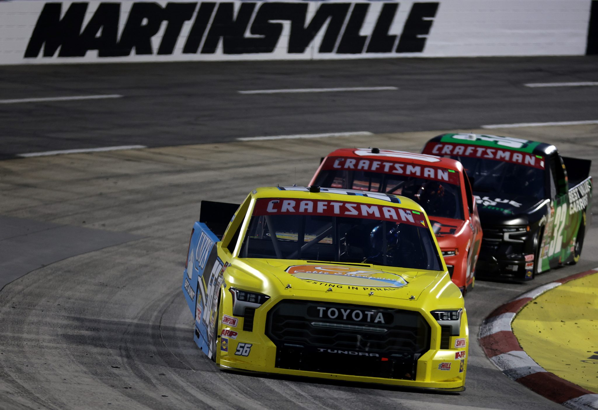 MARTINSVILLE, VIRGINIA - APRIL 05: Timmy Hill, driver of the #56 Coble Enterprises/UNITS Toyota, drives during the NASCAR Craftsman Long John Silver's 200 at Martinsville Speedway on April 05, 2024 in Martinsville, Virginia. (Photo by James Gilbert/Getty Images) | Getty Images