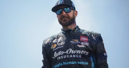 DARLINGTON, SOUTH CAROLINA - MAY 12: Martin Truex Jr., driver of the #19 Auto-Owners Insurance Toyota, walks onstage during driver intros prior to  the NASCAR Cup Series Goodyear 400 at Darlington Raceway on May 12, 2024 in Darlington, South Carolina. (Photo by James Gilbert/Getty Images) | Getty Images