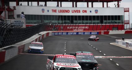 NORTH WILKESBORO, NORTH CAROLINA - MAY 17: Brenden Queen, driver of the #1 Best Repair Company Toyota, drives during practice for the NASCAR Craftsman Truck Series Wright Brand 250 at North Wilkesboro Speedway on May 17, 2024 in North Wilkesboro, North Carolina. (Photo by Jared C. Tilton/Getty Images) | Getty Images