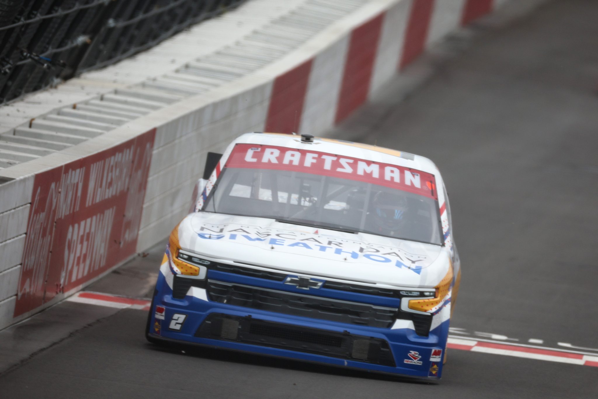 NORTH WILKESBORO, NORTH CAROLINA - MAY 17: Nick Sanchez, driver of the #2 Gainbridge/NASCAR Foundation Chevrolet, drives during practice for the NASCAR Craftsman Truck Series Wright Brand 250 at North Wilkesboro Speedway on May 17, 2024 in North Wilkesboro, North Carolina. (Photo by Jared C. Tilton/Getty Images) | Getty Images