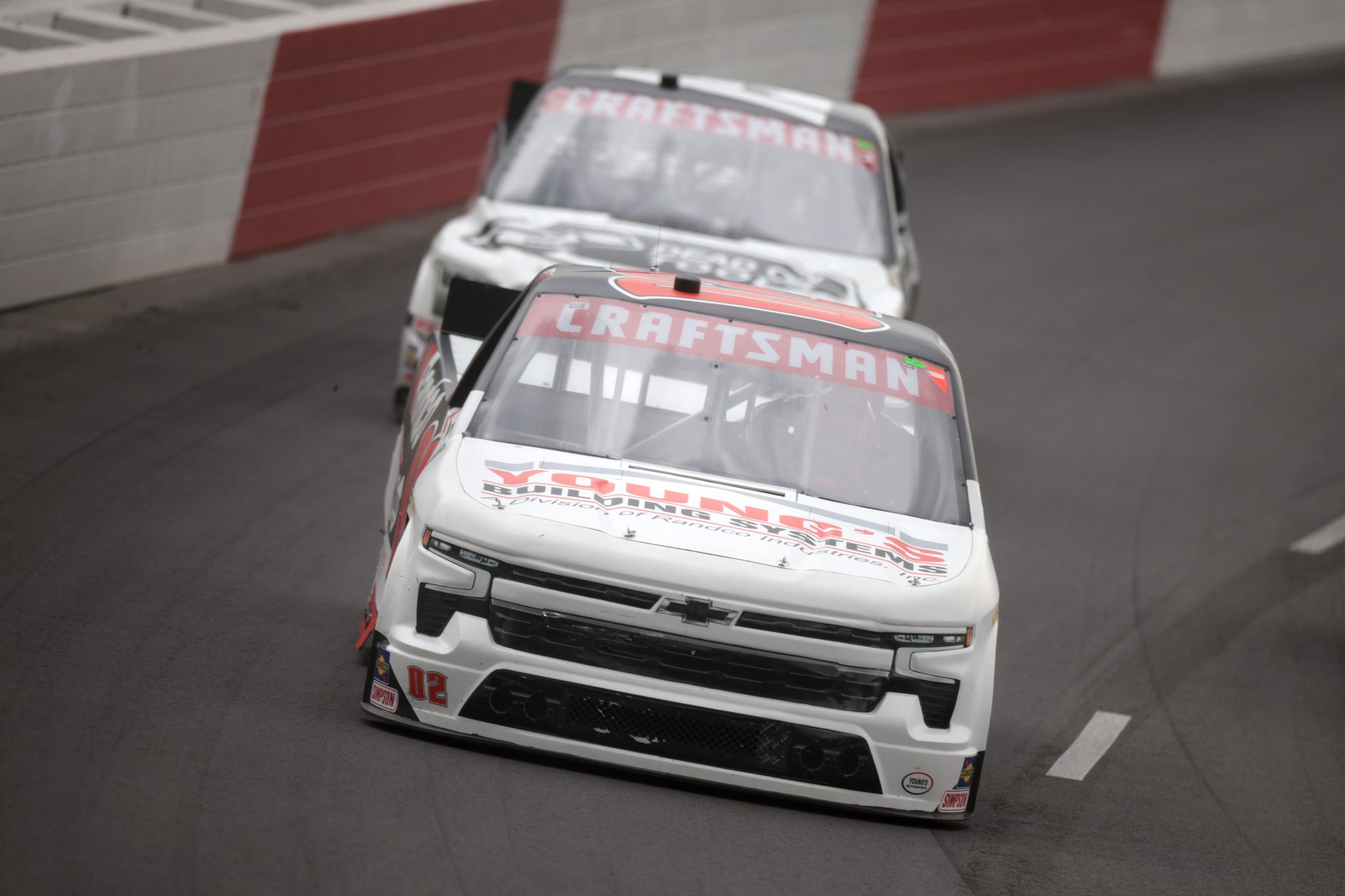 NORTH WILKESBORO, NORTH CAROLINA - MAY 18: Mason Massey, driver of the #02 RANDCO Industries Chevrolet, drives during the NASCAR Craftsman Truck Series Wright Brand 250 at North Wilkesboro Speedway on May 18, 2024 in North Wilkesboro, North Carolina. (Photo by James Gilbert/Getty Images) | Getty Images