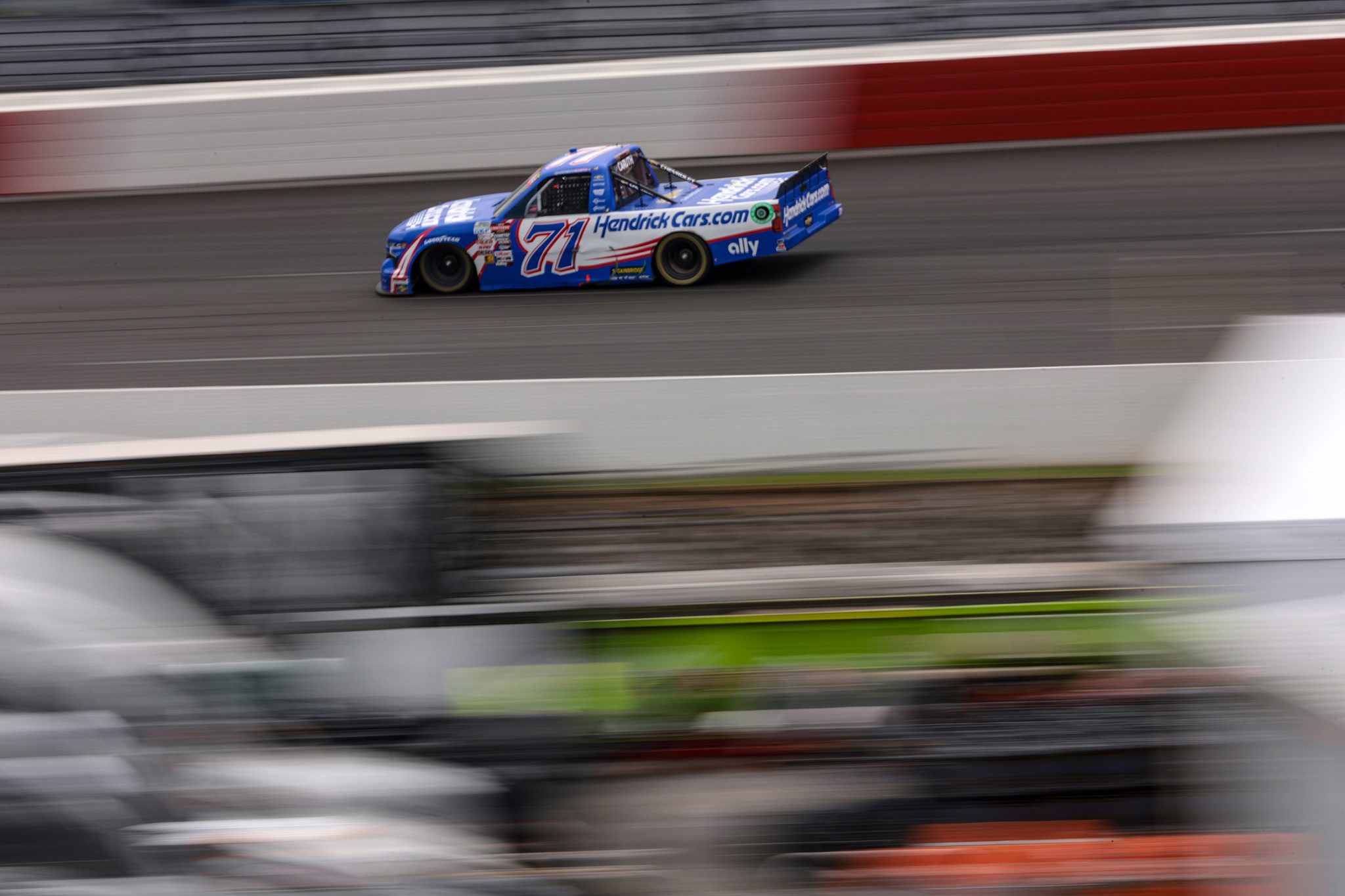 NORTH WILKESBORO, NORTH CAROLINA - MAY 19: Rajah Caruth, driver of the #71 HendrickCars.com Chevrolet, drives during the NASCAR Craftsman Truck Series Wright Brand 250 at North Wilkesboro Speedway on May 19, 2024 in North Wilkesboro, North Carolina. (Photo by James Gilbert/Getty Images) | Getty Images