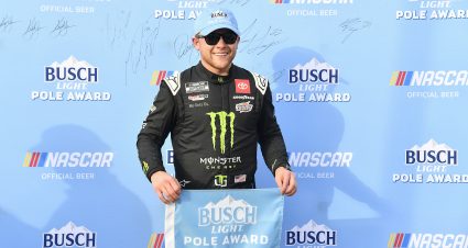 CONCORD, NORTH CAROLINA - MAY 25: Ty Gibbs, driver of the #54 Monster Energy/Interstate Batteries Toyota, poses for photos after winning the pole award during qualifying for the NASCAR Cup Series Coca-Cola 600 at Charlotte Motor Speedway on May 25, 2024 in Concord, North Carolina. (Photo by Logan Riely/Getty Images) | Getty Images