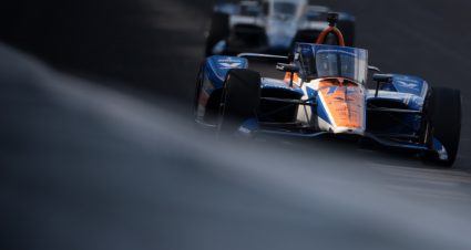 INDIANAPOLIS, INDIANA - MAY 26: Kyle Larson, driver of the #17 Hendrickcars.com Arrow McLaren, leads a pack of cars during the 108th Running of the Indianapolis 500 at Indianapolis Motor Speedway on May 26, 2024 in Indianapolis, Indiana. (Photo by James Gilbert/Getty Images) | Getty Images