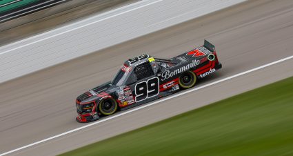 KANSAS CITY, KANSAS - MAY 04: Ben Rhodes, driver of the #99 Bommarito Automotive Group Ford, drives during practice for the NASCAR Craftsman Truck Series Heart of America 200 at Kansas Speedway on May 04, 2024 in Kansas City, Kansas. (Photo by Sean Gardner/Getty Images) | Getty Images