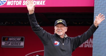 HAMPTON, GEORGIA - FEBRUARY 25: Former NASCAR Series Cup driver Geoff Bodine walks onstage during pre-race ceremonies prior to  prior to the NASCAR Cup Series Ambetter Health 400 at Atlanta Motor Speedway on February 25, 2024 in Hampton, Georgia. (Photo by Todd Kirkland/Getty Images) | Getty Images