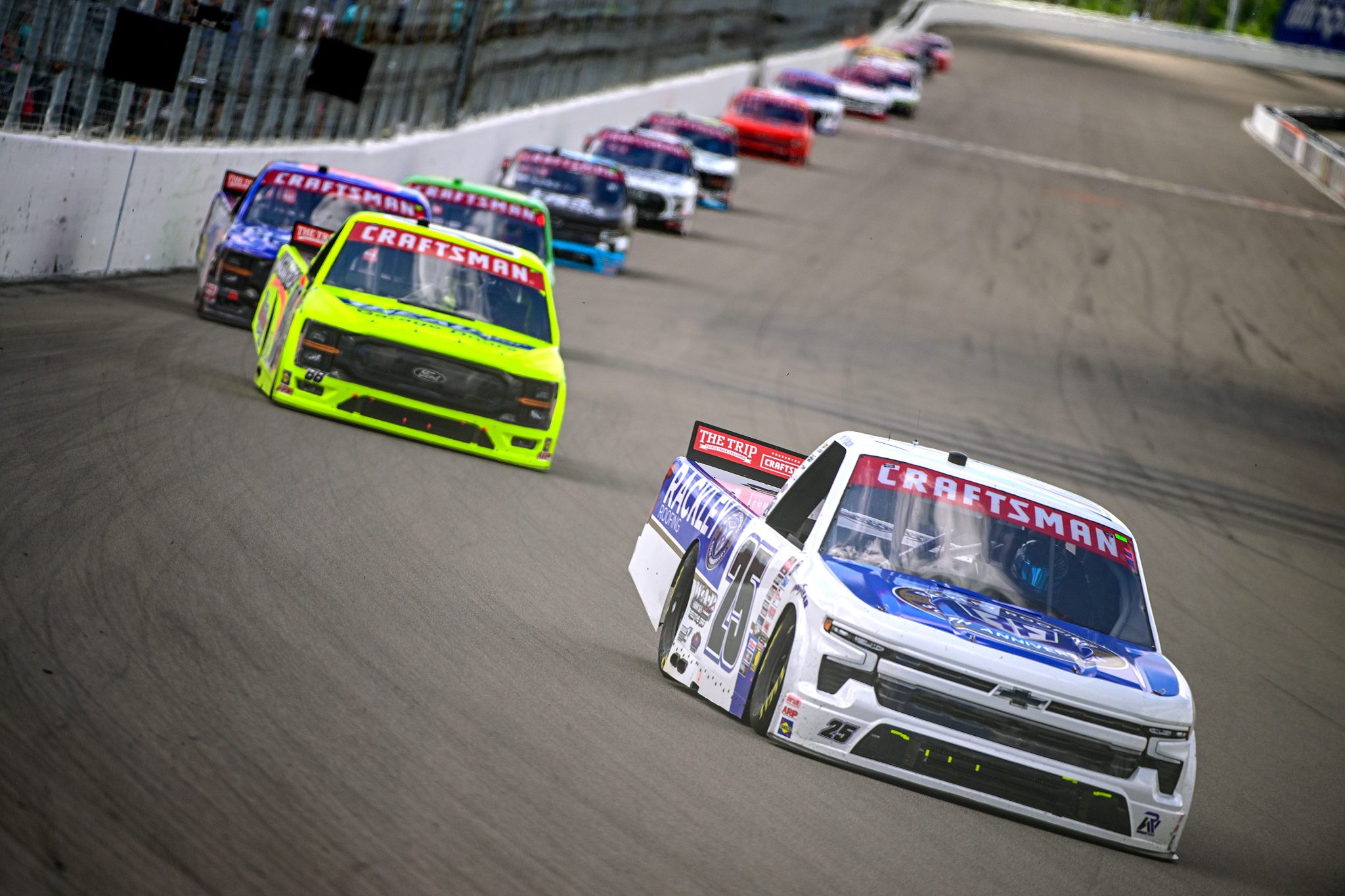 MADISON, ILLINOIS - JUNE 01: Ty Dillon, driver of the #25 Rackley Roofing Chevrolet, drives during the NASCAR Craftsman Truck Series Toyota 200 at WWT Raceway on June 01, 2024 in Madison, Illinois. (Photo by Logan Riely/Getty Images) | Getty Images