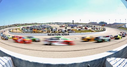 NEWTON, IA - JUNE 19:  A general view of cars on track during the NASCAR XFINITY Series American Ethanol E15 250 Presented by Enogen at Iowa Speedway on June 19, 2016 in Newton, Iowa.  (Photo by Jonathan Moore/NASCAR via Getty Images)
