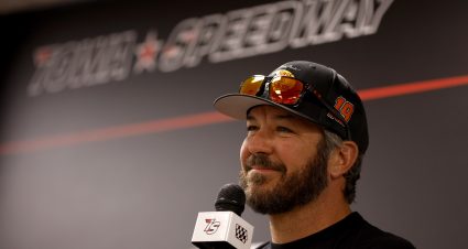 NEWTON, IOWA - JUNE 14: Martin Truex Jr., driver of the #19 Reser's Fine Foods Toyota,  speaks to the media announcing his retirement prior to practice for the NASCAR Cup Series Iowa Corn 350 at Iowa Speedway on June 14, 2024 in Newton, Iowa.  (Photo by Sean Gardner/Getty Images) | Getty Images
