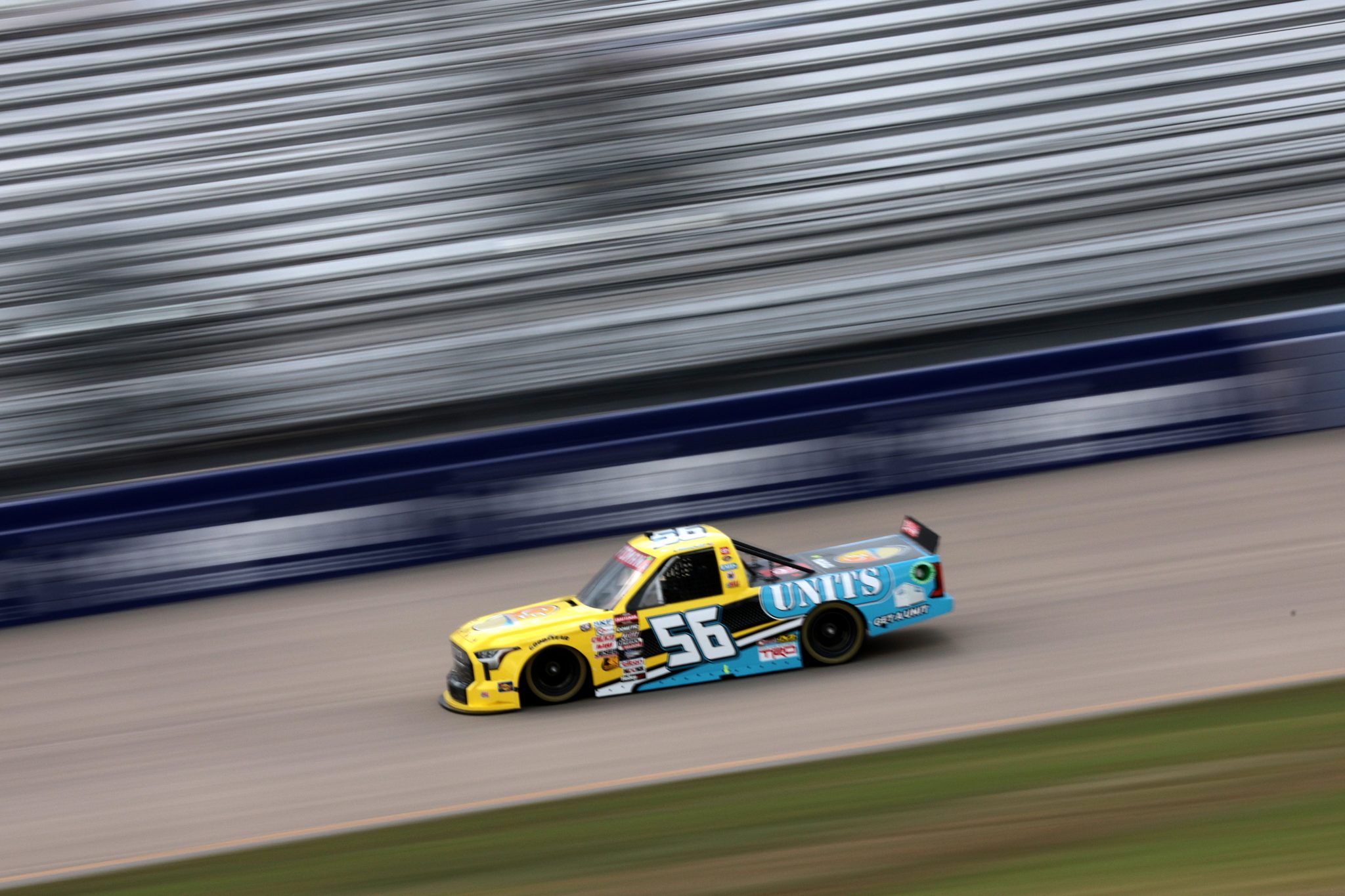 LEBANON, TENNESSEE - JUNE 28: Timmy Hill, driver of the #56 Coble Enterprises/UNITS Toyota, drives during practice for the NASCAR Craftsman Truck Series Rackley Roofing 200 at Nashville Superspeedway on June 28, 2024 in Lebanon, Tennessee. (Photo by James Gilbert/Getty Images) | Getty Images