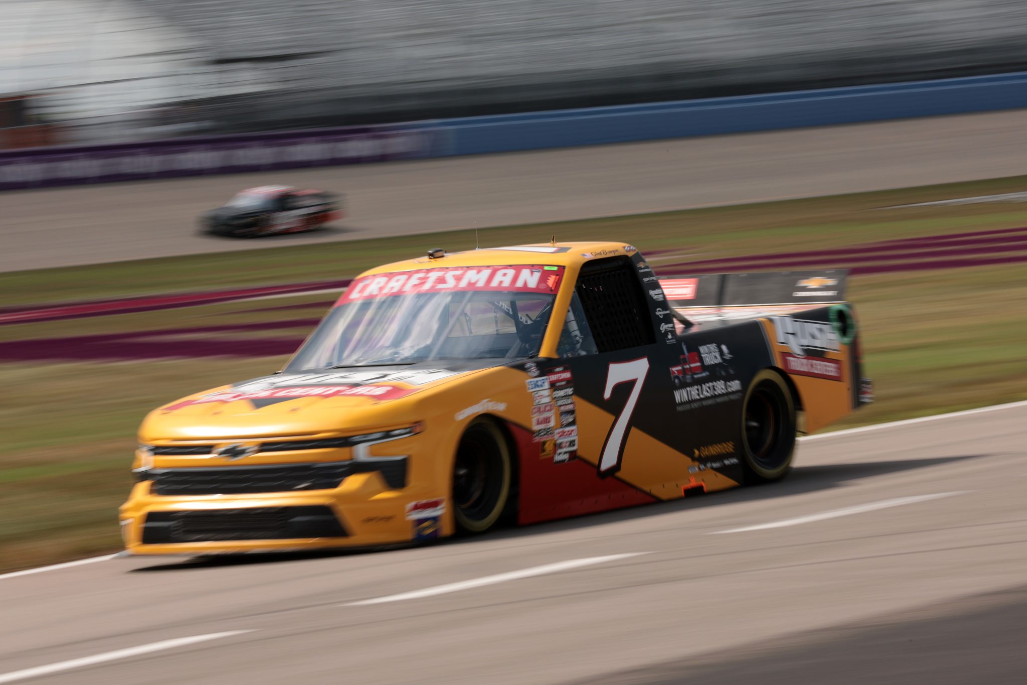 LEBANON, TENNESSEE - JUNE 28: Clint Bowyer, driver of the #7 Rush Truck Centers Chevrolet, drives during practice for the NASCAR Craftsman Truck Series Rackley Roofing 200 at Nashville Superspeedway on June 28, 2024 in Lebanon, Tennessee. (Photo by James Gilbert/Getty Images) | Getty Images