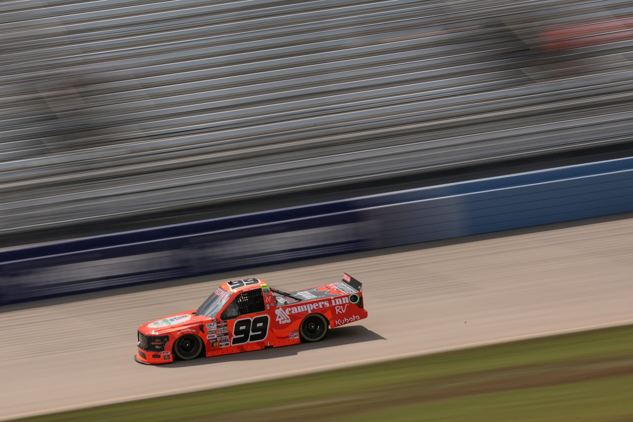 LEBANON, TENNESSEE - JUNE 28: Ben Rhodes, driver of the #99 Campers Inn RV Ford, drives during practice for the NASCAR Craftsman Truck Series Rackley Roofing 200 at Nashville Superspeedway on June 28, 2024 in Lebanon, Tennessee. (Photo by James Gilbert/Getty Images) | Getty Images