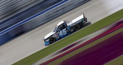 LEBANON, TENNESSEE - JUNE 28: Kaden Honeycutt, driver of the #45 AutoVentive/Precision Chevrolet, drives during practice for the NAStruck Craftsman Truck Series Rackley Roofing 200 at Nashville Superspeedway on June 28, 2024 in Lebanon, Tennessee. (Photo by Sean Gardner/Getty Images) | Getty Images
