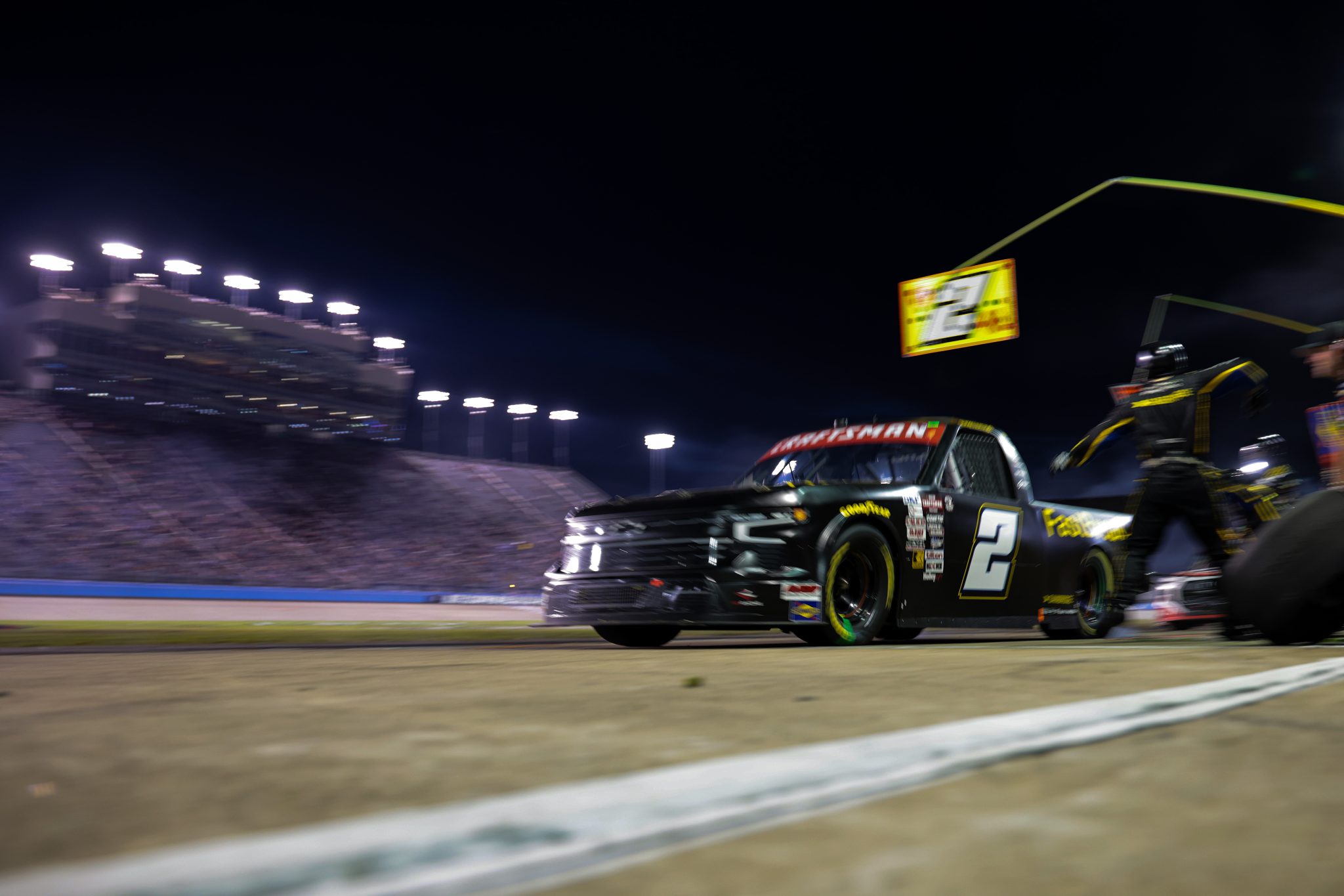 LEBANON, TENNESSEE - JUNE 28: Nick Sanchez, driver of the #2 Gainbridge Chevrolet, exits pit road during the NASCAR Craftsman Truck Series Rackley Roofing 200 at Nashville Superspeedway on June 28, 2024 in Lebanon, Tennessee. (Photo by James Gilbert/Getty Images) | Getty Images