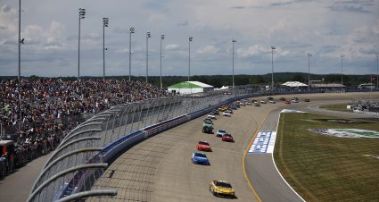 LEBANON, TENNESSEE - JUNE 30: Christopher Bell, driver of the #20 DEWALT Concrete Solutions Toyota, leads the field during the NASCAR Cup Series Ally 400 at Nashville Superspeedway on June 30, 2024 in Lebanon, Tennessee. (Photo by Sean Gardner/Getty Images) | Getty Images
