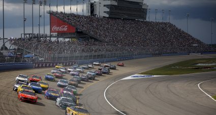 LEBANON, TENNESSEE - JUNE 30: Christopher Bell, driver of the #20 DEWALT Concrete Solutions Toyota, leads the field during the NASCAR Cup Series Ally 400 at Nashville Superspeedway on June 30, 2024 in Lebanon, Tennessee. (Photo by Sean Gardner/Getty Images) | Getty Images