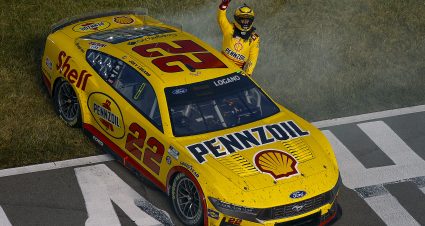 LEBANON, TENNESSEE - JUNE 30: Joey Logano, driver of the #22 Shell Pennzoil Ford, celebrates after winning the NASCAR Cup Series Ally 400 at Nashville Superspeedway on June 30, 2024 in Lebanon, Tennessee. (Photo by Sean Gardner/Getty Images) | Getty Images