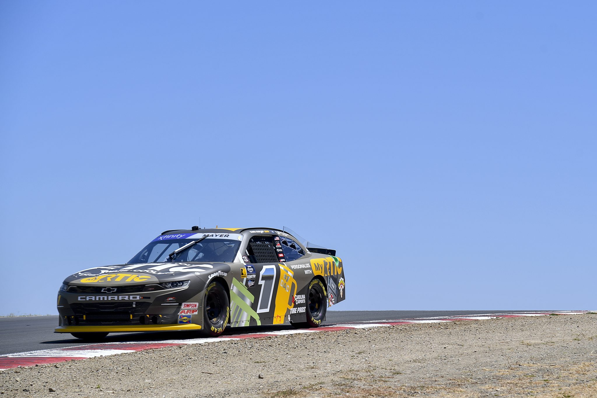 SONOMA, CALIFORNIA - JUNE 07: Sam Mayer, driver of the #1 myRTIC Chevrolet, drives during practice for the NASCAR Xfinity Series Zip Buy Now, Pay Later 250 at Sonoma Raceway on June 07, 2024 in Sonoma, California. (Photo by Logan Riely/Getty Images) | Getty Images