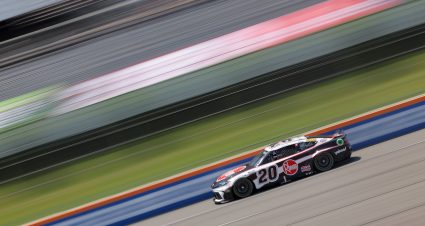 LONG POND, PENNSYLVANIA - JULY 13: Christopher Bell, driver of the #20 Rheem Toyota, drives during practice for the NASCAR Cup Series The Great American Getaway 400 at Pocono Raceway on July 13, 2024 in Long Pond, Pennsylvania. (Photo by Jonathan Bachman/Getty Images) | Getty Images