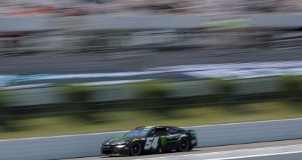 LONG POND, PENNSYLVANIA - JULY 13: Ty Gibbs, driver of the #54 Monster Energy Toyota, drives during qualifying for the NASCAR Cup Series The Great American Getaway 400 at Pocono Raceway on July 13, 2024 in Long Pond, Pennsylvania. (Photo by James Gilbert/Getty Images) | Getty Images