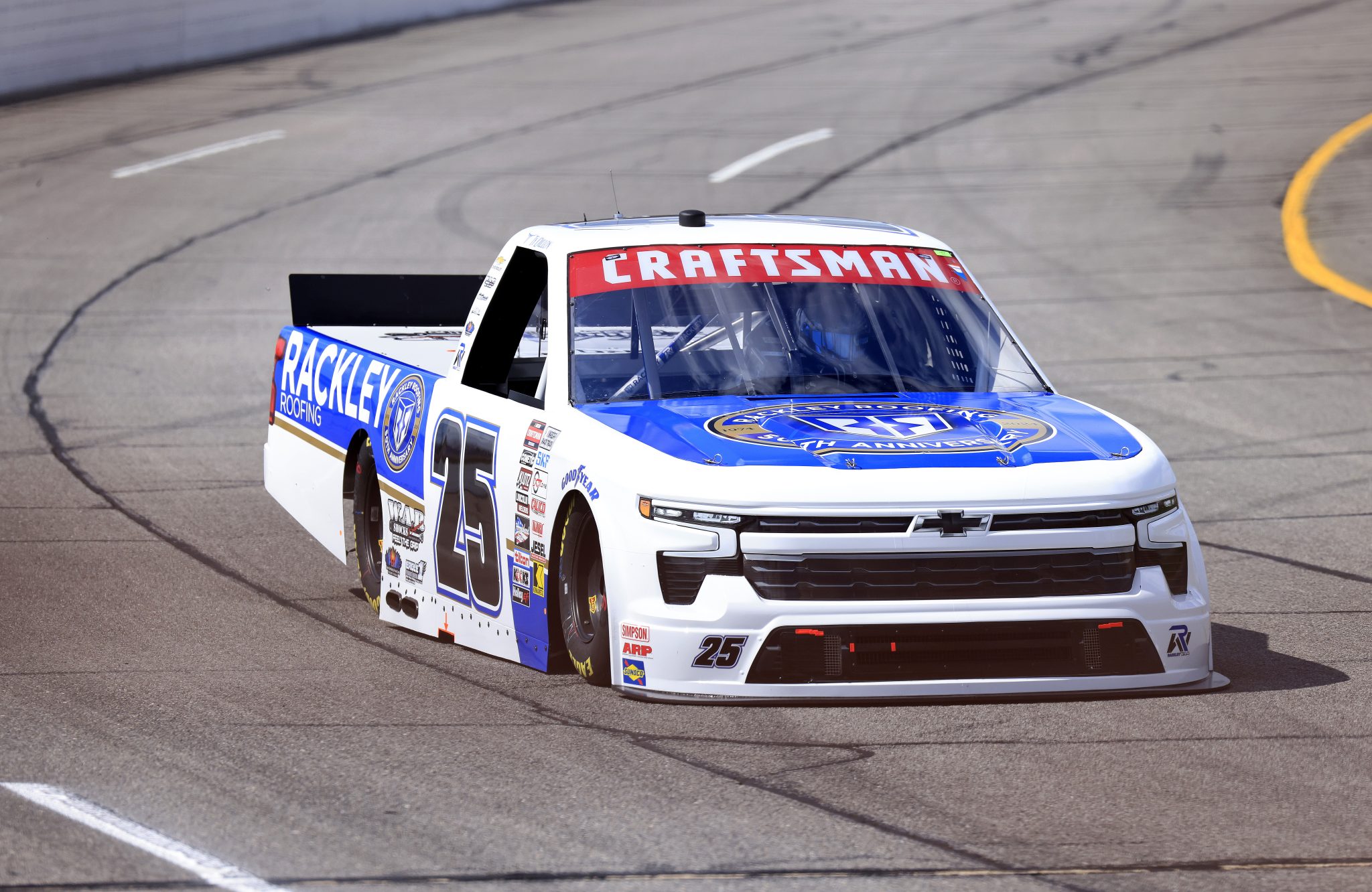 INDIANAPOLIS, INDIANA - JULY 19: Ty Dillon, driver of the #25 Rackley Roofing Chevrolet, drives during practice for the NASCAR Craftsman Truck Series TSport 200 at Indianapolis Raceway Park on July 19, 2024 in Indianapolis, Indiana. (Photo by Justin Casterline/Getty Images) | Getty Images