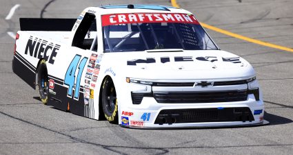 INDIANAPOLIS, INDIANA - JULY 19: Bayley Currey, driver of the #41 Niece Chevrolet, drives during practice for the NASCAR Craftsman Truck Series TSport 200 at Indianapolis Raceway Park on July 19, 2024 in Indianapolis, Indiana. (Photo by Justin Casterline/Getty Images) | Getty Images
