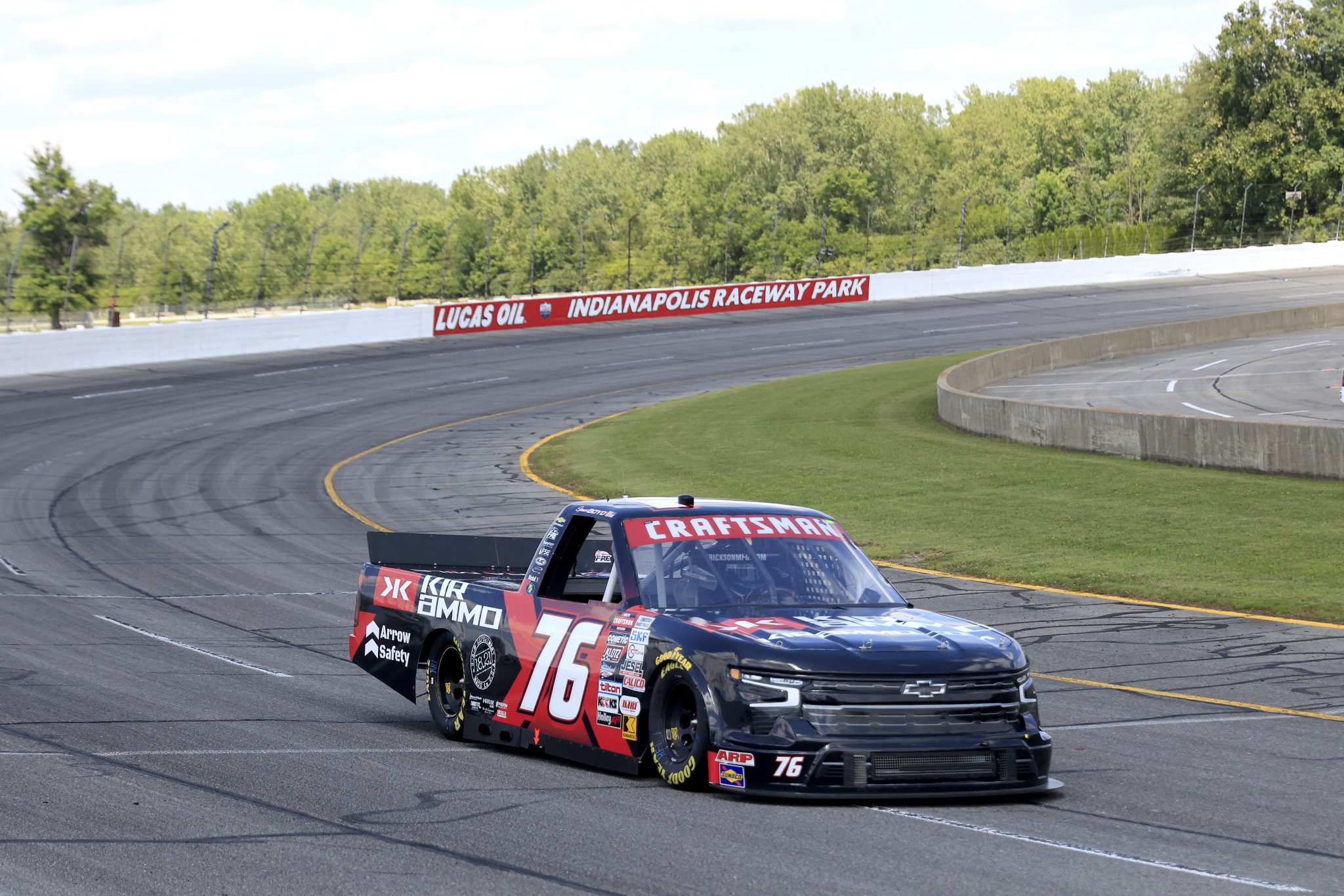 INDIANAPOLIS, INDIANA - JULY 19: Spencer Boyd, driver of the #76 KIR Ammo.com Chevrolet, drives during practice for the NASCAR Craftsman Truck Series TSport 200 at Indianapolis Raceway Park on July 19, 2024 in Indianapolis, Indiana. (Photo by Justin Casterline/Getty Images) | Getty Images