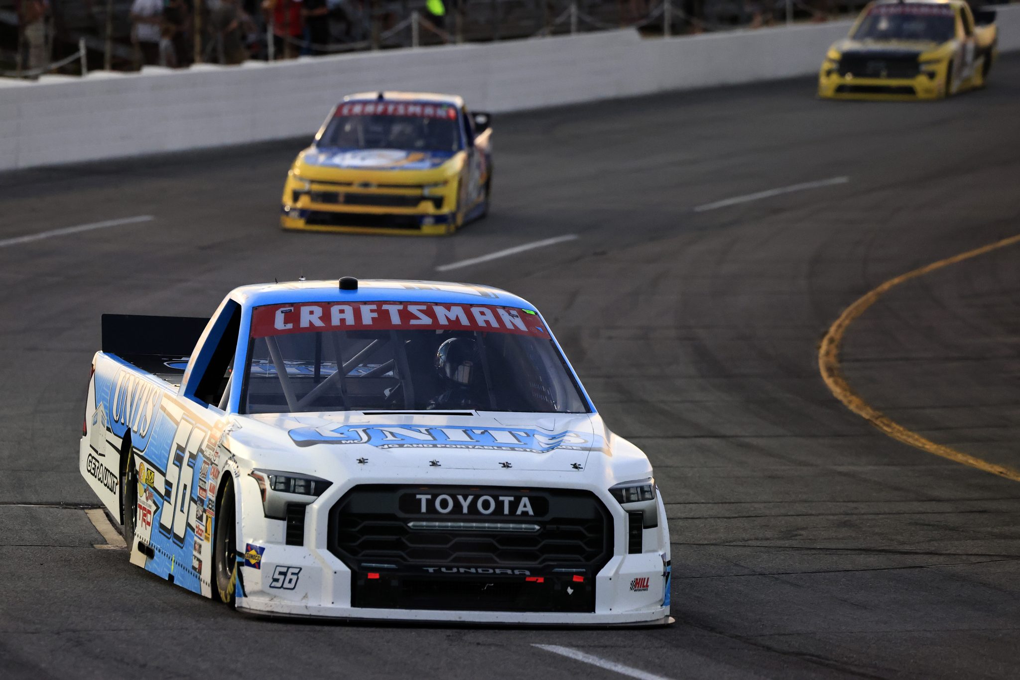 INDIANAPOLIS, INDIANA - JULY 19: Timmy Hill, driver of the #56 Units Storage Toyota, drives during the NASCAR Craftsman Truck Series TSport 200 at Indianapolis Raceway Park on July 19, 2024 in Indianapolis, Indiana. (Photo by Justin Casterline/Getty Images) | Getty Images