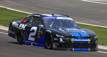 INDIANAPOLIS, INDIANA - JULY 20: Jesse Love, driver of the #2 Whelen/NLEOMF Chevrolet, drives during qualifying for the NASCAR Xfinity Series Pennzoil 250 at Indianapolis Motor Speedway on July 20, 2024 in Indianapolis, Indiana. (Photo by Justin Casterline/Getty Images) | Getty Images
