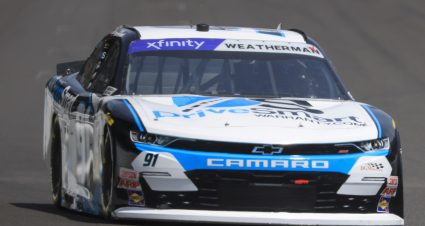 INDIANAPOLIS, INDIANA - JULY 20: Kyle Weatherman, driver of the #91 DriveSmartWarranty.com Chevrolet, drives during qualifying for the NASCAR Xfinity Series Pennzoil 250 at Indianapolis Motor Speedway on July 20, 2024 in Indianapolis, Indiana. (Photo by Justin Casterline/Getty Images) | Getty Images