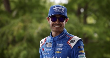 INDIANAPOLIS, INDIANA - JULY 21: Kyle Larson, driver of the #5 HendrickCars.com Chevrolet, waits backstage during pre-race ceremonies prior to the NASCAR Cup Series Brickyard 400 at Indianapolis Motor Speedway on July 21, 2024 in Indianapolis, Indiana. (Photo by Sean Gardner/Getty Images) | Getty Images