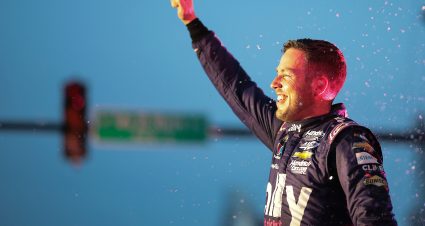 CHICAGO, ILLINOIS - JULY 07: Alex Bowman, driver of the #48 Ally Chevrolet, celebrates after winning the NASCAR Cup Series Grant Park 165 at Chicago Street Course on July 07, 2024 in Chicago, Illinois. (Photo by James Gilbert/Getty Images) | Getty Images