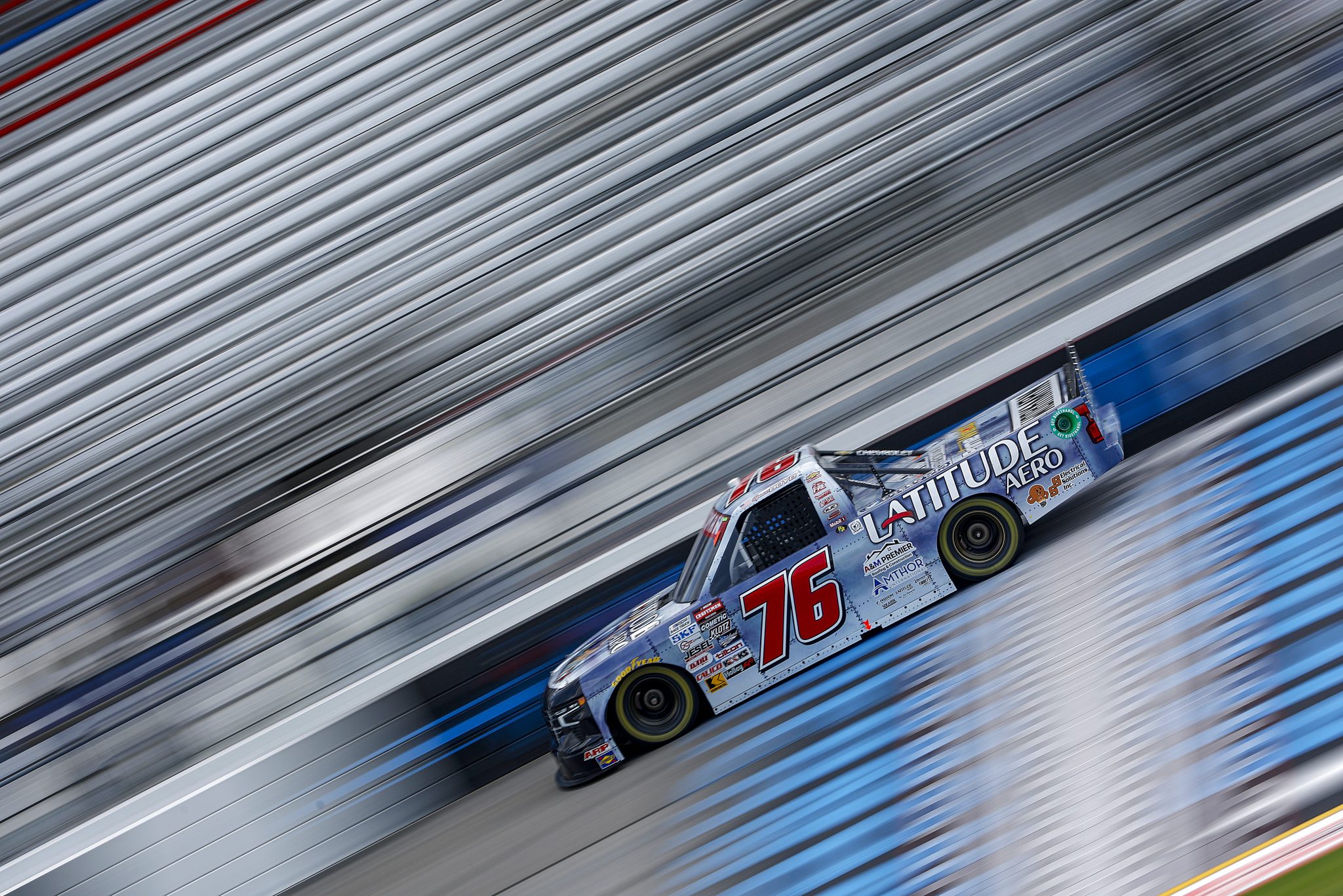 RICHMOND, VIRGINIA - AUGUST 10: Spencer Boyd, driver of the #76 Latitude Aero Chevrolet, drives during practice for the NASCAR Craftsman Truck Series Clean Harbors 250 at Richmond Raceway on August 10, 2024 in Richmond, Virginia. (Photo by Sean Gardner/Getty Images) | Getty Images