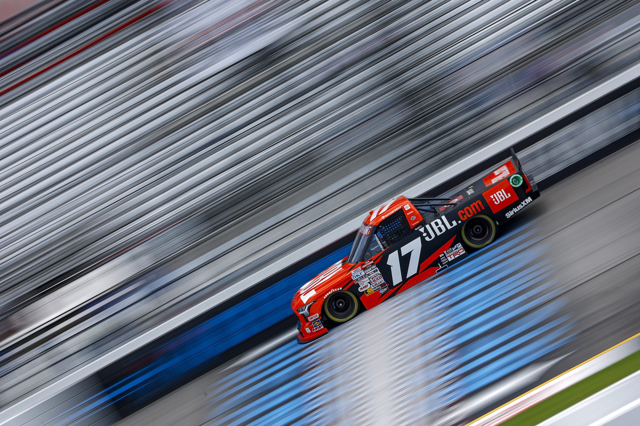 RICHMOND, VIRGINIA - AUGUST 10: Taylor Gray, driver of the #17 JBL Toyota, drives during practice for the NASCAR Craftsman Truck Series Clean Harbors 250 at Richmond Raceway on August 10, 2024 in Richmond, Virginia. (Photo by Sean Gardner/Getty Images) | Getty Images