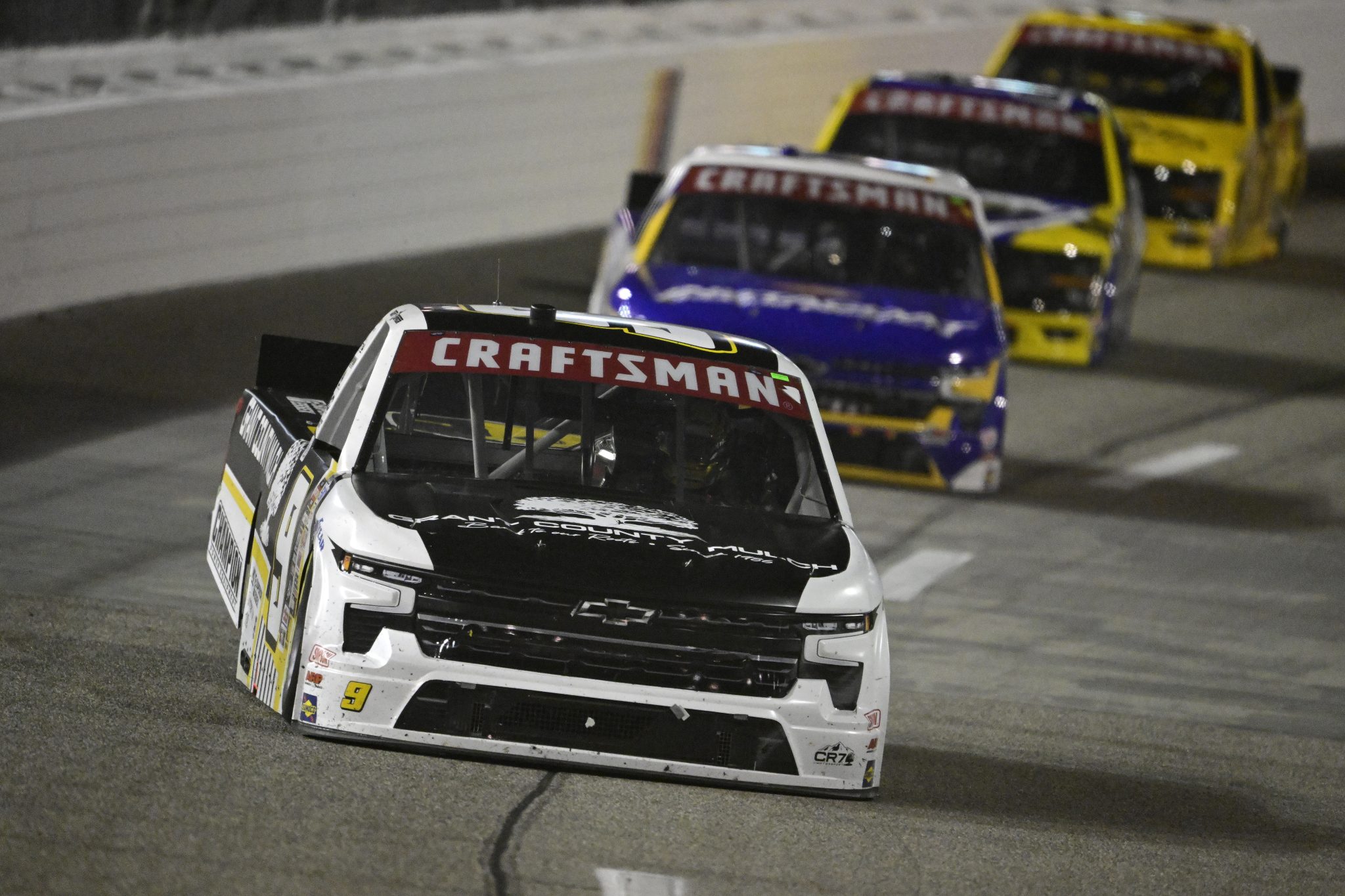 RICHMOND, VIRGINIA - AUGUST 10: Grant Enfinger, driver of the #9 Grant County Mulch Chevrolet, drives during the NASCAR Craftsman Truck Series Clean Harbors 250 at Richmond Raceway on August 10, 2024 in Richmond, Virginia. (Photo by Logan Whitton/Getty Images) | Getty Images