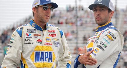 LOUDON, NEW HAMPSHIRE - JUNE 23: Chase Elliott, driver of the #9 NAPA Auto Parts Chevrolet, (R) and crew chief Alan Gustafson talk on the grid prior to the NASCAR Cup Series USA Today 301 at New Hampshire Motor Speedway on June 23, 2024 in Loudon, New Hampshire. (Photo by Jonathan Bachman/Getty Images) | Getty Images