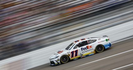 RICHMOND, VIRGINIA - AUGUST 11: Denny Hamlin, driver of the #11 FedEx Rewards Toyota, drives during the NASCAR Cup Series Cook Out 400 at Richmond Raceway on August 11, 2024 in Richmond, Virginia. (Photo by Sean Gardner/Getty Images) | Getty Images