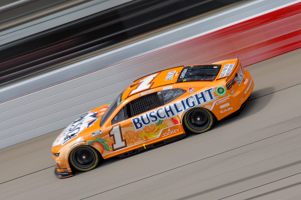 BROOKLYN, MICHIGAN - AUGUST 17: Ross Chastain, driver of the #1 Busch Light Peach Chevrolet, drives during practice for the NASCAR Cup Series FireKeepers Casino 400 at Michigan International Speedway on August 17, 2024 in Brooklyn, Michigan. (Photo by Jonathan Bachman/Getty Images) | Getty Images