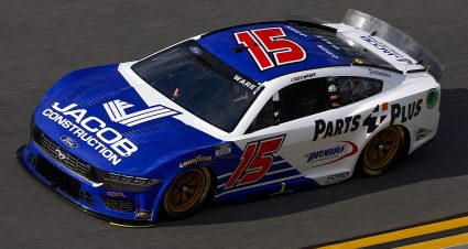 DAYTONA BEACH, FLORIDA - AUGUST 23: Cody Ware, driver of the #15 Jacob Construction/Parts Plus Ford, drives during qualifying for the NASCAR Cup Series Coke Zero Sugar 400 at Daytona International Speedway on August 23, 2024 in Daytona Beach, Florida. (Photo by Sean Gardner/Getty Images) | Getty Images