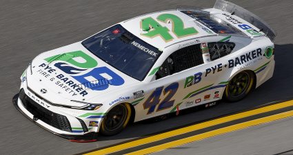 DAYTONA BEACH, FLORIDA - AUGUST 23: John Hunter Nemechek, driver of the #42 Pye Barker Fire & Safety Toyota, drives during qualifying for the NASCAR Cup Series Coke Zero Sugar 400 at Daytona International Speedway on August 23, 2024 in Daytona Beach, Florida. (Photo by Sean Gardner/Getty Images) | Getty Images