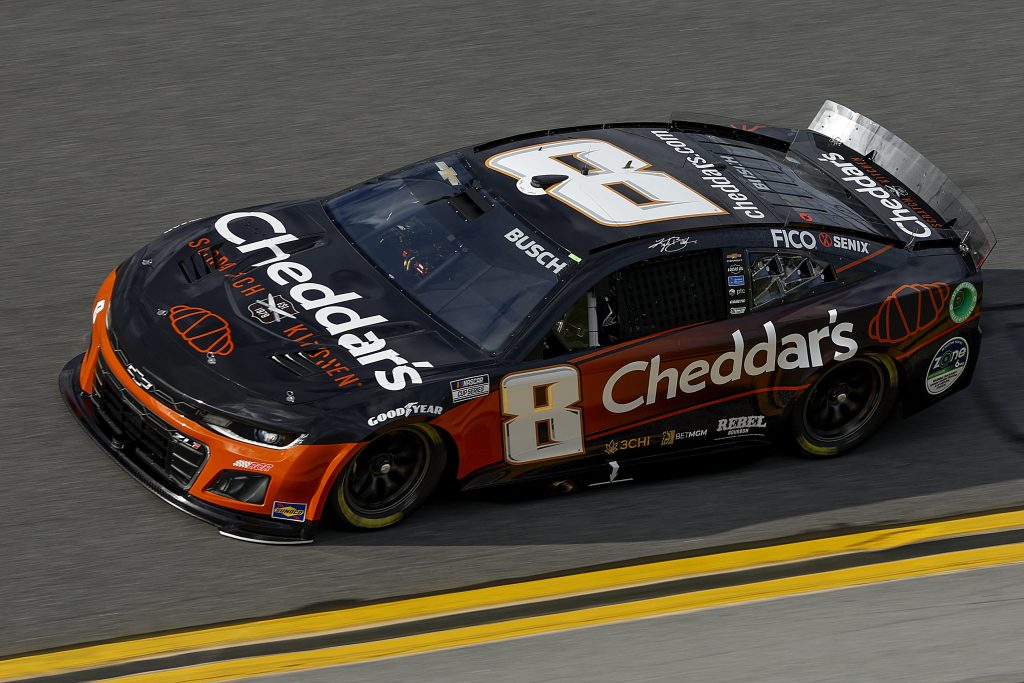 DAYTONA BEACH, FLORIDA - AUGUST 23: Kyle Busch, driver of the #8 Cheddar's Scratch Kitchen Chevrolet, drives during qualifying for the NASCAR Cup Series Coke Zero Sugar 400 at Daytona International Speedway on August 23, 2024 in Daytona Beach, Florida. (Photo by Sean Gardner/Getty Images) | Getty Images