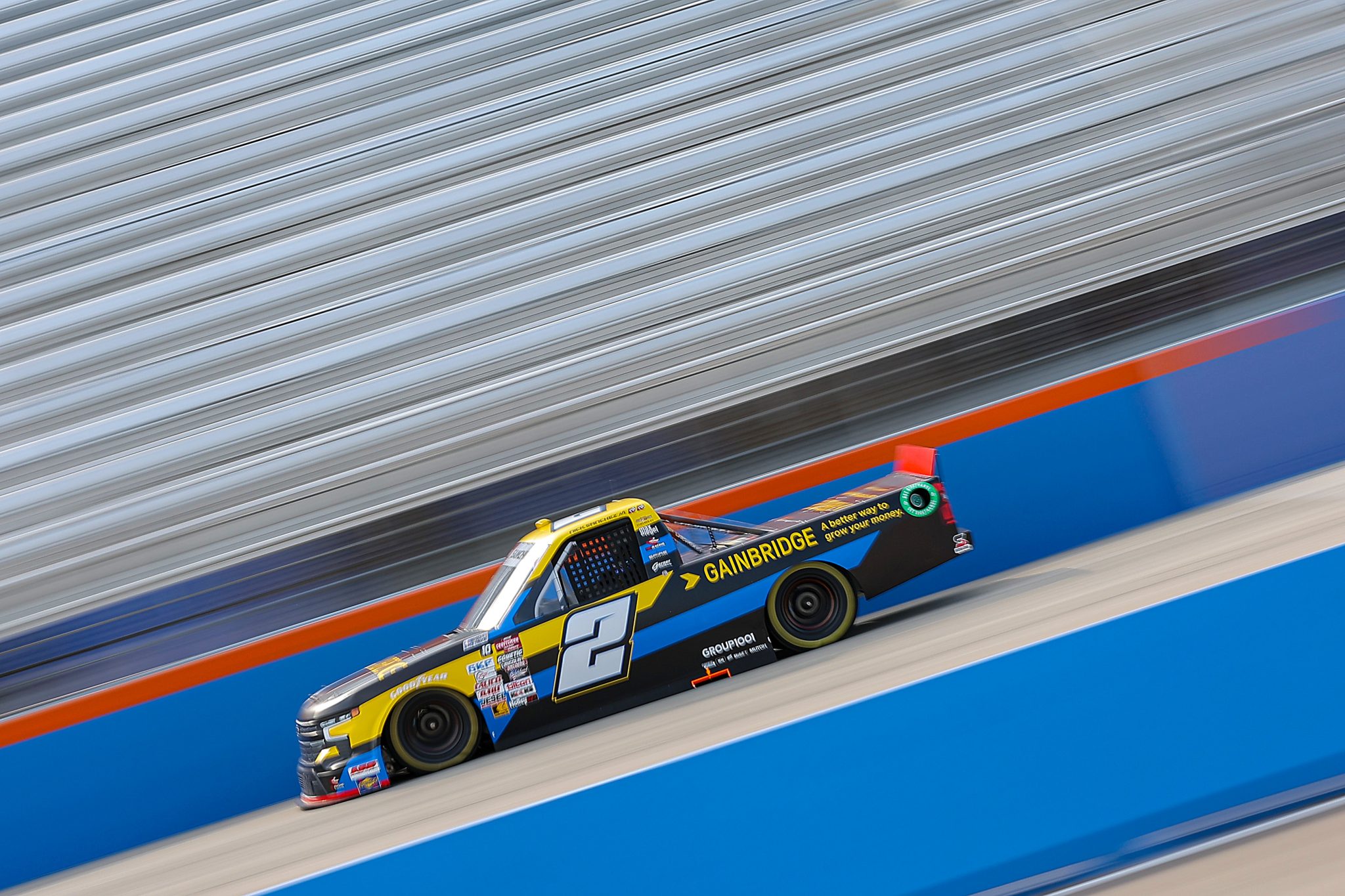 WEST ALLIS, WISCONSIN - AUGUST 24: Nick Sanchez, driver of the #2 Gainbridge Chevrolet, drives during practice for the NASCAR Craftsman Truck Series The Milwaukee Mile at The Milwaukee Mile on August 24, 2024 in West Allis, Wisconsin. (Photo by Jonathan Bachman/Getty Images) | Getty Images