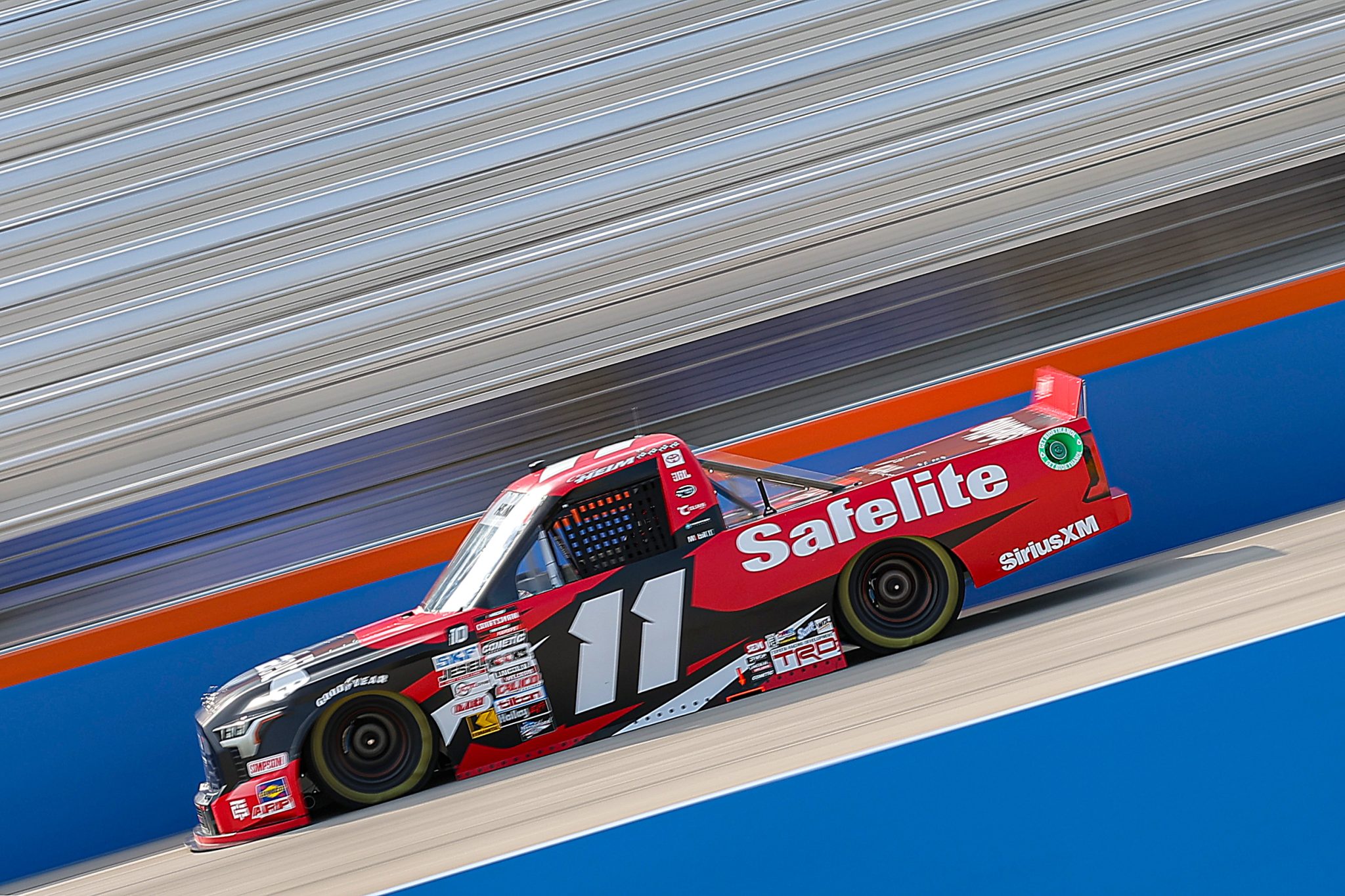 WEST ALLIS, WISCONSIN - AUGUST 24: Corey Heim, driver of the #11 Safelite Toyota, drives during practice for the NASCAR Craftsman Truck Series The Milwaukee Mile at The Milwaukee Mile on August 24, 2024 in West Allis, Wisconsin. (Photo by Jonathan Bachman/Getty Images) | Getty Images