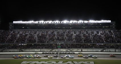 DAYTONA BEACH, FLORIDA - AUGUST 24: A general view of racing during the NASCAR Cup Series Coke Zero Sugar 400 at Daytona International Speedway on August 24, 2024 in Daytona Beach, Florida. (Photo by Sean Gardner/Getty Images) | Getty Images