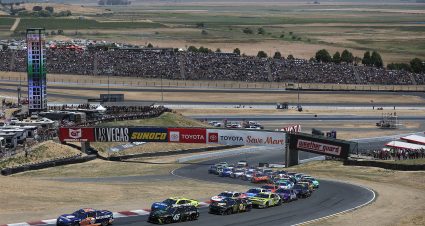 SONOMA, CALIFORNIA - JUNE 09: Joey Logano, driver of the #22 Autotrader Ford, leads the field during the NASCAR Cup Series Toyota/Save Mart 350 at Sonoma Raceway on June 09, 2024 in Sonoma, California. (Photo by Meg Oliphant/Getty Images) | Getty Images